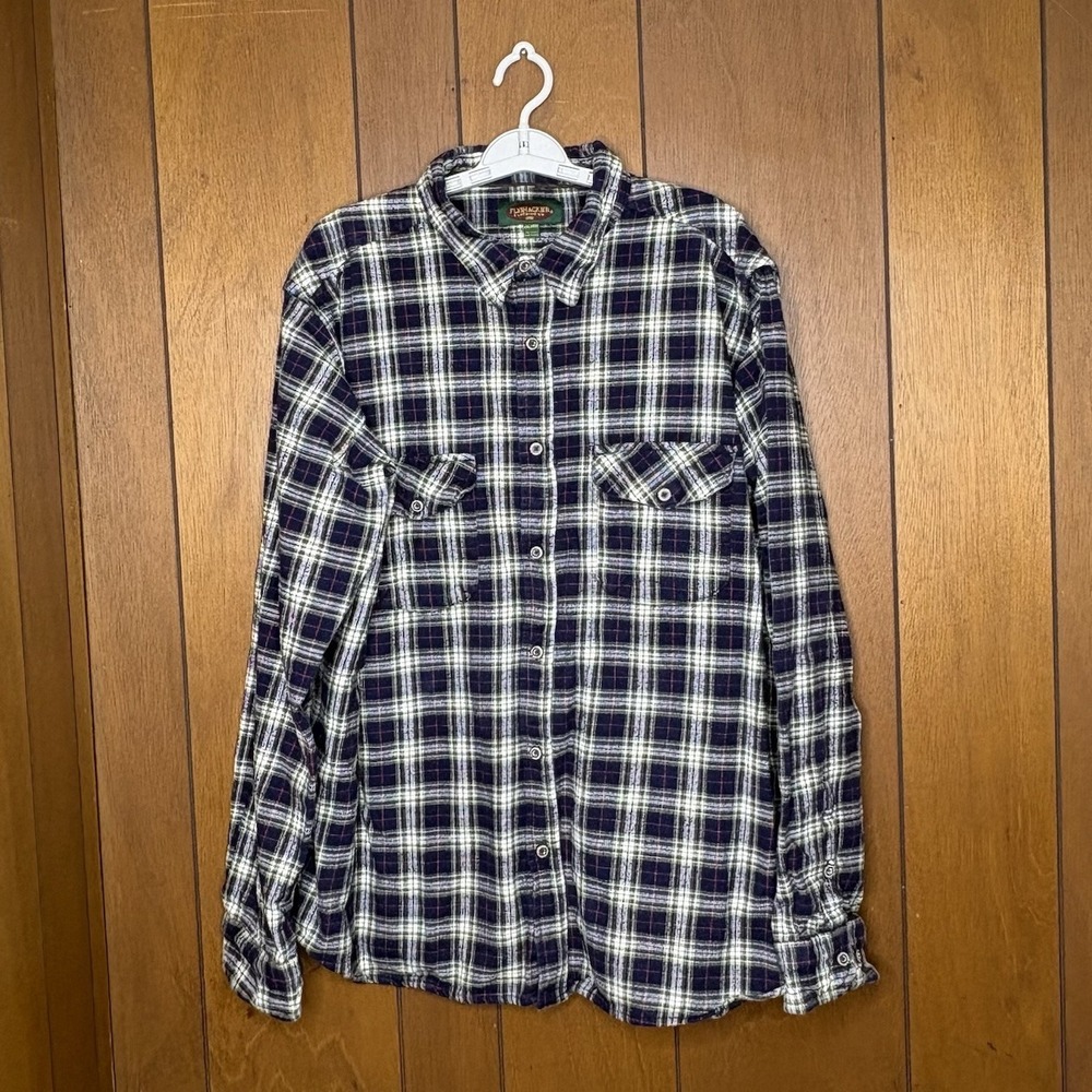 Vintage 90s Flyshacker Flannel Shirt Men's XL Green Plaid Grunge Lumberjack Y2K